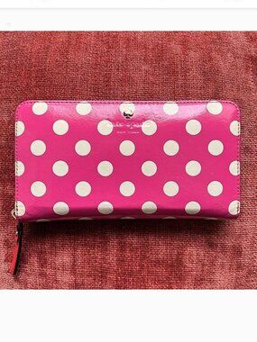 KATE SPADE Carlisle Street Lacey Polka Dot Zip Wallet Pink